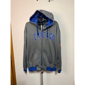 Stitches Chicago Cubs Full Zip Hoodie Mens XL Gray Blue MLB Baseball Sweatshirt